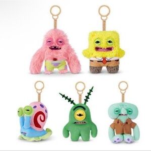 Zuru Fuggler X SpongeBob SquarePants Keychain Full Complete Set Of 5 Keyring